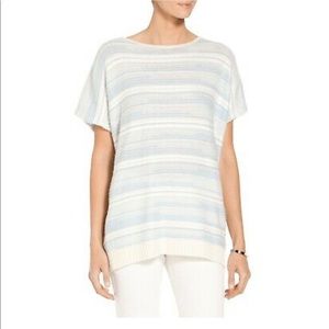 St. John Sport Open Stitch Back V-Neck Sweater Top